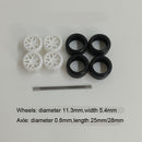 4PCS 1/64 Scale Alloy Car Model 5.2mm/11mm Size Rubber Tires + Wheels + Axles for Modified 1:64 Matchbox/Domeka/HW Model Cars