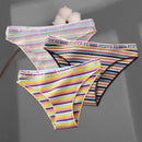 FINETOO 3Pcs/Set Colorful Stripes Panties Women&