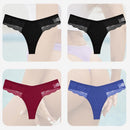 4PCS/Set Sexy Women Cotton Panties Lace Thong Underwear for Female Intimates Lingerie T-Back Floral Hollow Out Plus Size Panties