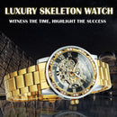 WINNER Transparent Skeleton Watch for Men Mechanical Wristwatches Diamond Watches Mens Luxury Stainless Steel Strap Unisex Clock