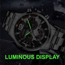 Fashion Mens Sports Watches Luxury Stainless Steel Quartz Wrist Watch Calendar Luminous Clock Men Business Casual часы мужские