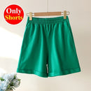 Summer Cotton Tracksuit Women Spring Loose Two Piece Sets Casual Long Sleeve Sweatshirt & Elastic Waist Shorts Female Outfits