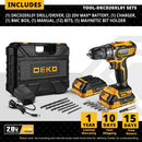 DEKO 20V MAX Cordless Drill Power Tools Wireless Drills Rechargeable Drill Set for Electric Screwdriver Battery Driller Tool