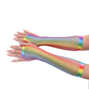 1 Pair Sexy Women Party Neon Fishnet Fingerless Long Gloves Sun Protection Sleeves Mesh Lace Thin Gloves Summer Arm Warmer
