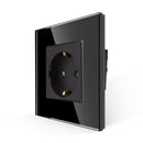 Bingoelec Power Socket,16A EU Standard Electrical Outlet 86mm*86mm White Crystal Glass Panel Wall Socket