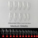 Gel Nails Extension System Full Cover Sculpted Clear Stiletto Coffin False Nail Tips 240pcs/bag