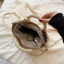 Women Shoulder Bag 2022 Straw Purses and Handbags Spring And Summer Female Shopper Fashion Solid Color Silk Scarf Crossbody Bags