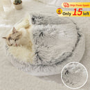 Winter Long Plush Pet Cat Bed Round Cat Cushion Cat House 2 In 1 Warm Cat Basket Cat Sleep Bag Cat Nest Kennel For Small Dog Cat