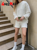 Spring Summer Women's Suit with Shorts Sweatshirt Loose Oversize Green Tracksuit 2 Piece Set Women's Shorts and Top Outfits 2022