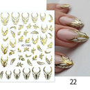 1PC Silver Gold Lines Stripe 3D Nail Sticker Geometric Waved Star Heart Self Adhesive Slider Papers Nail Art Transfer Stickers