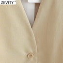 Zevity 2021 Women Fashion Single Breasted Sleeveless Slim Vest Jacket Ladies Business Casual WaistCoat Chic Poplular Tops CT707