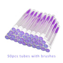 50pcs Reusable Eyelash Brush Tube Disposable Eyelash Wands Eyebrow Brush Replaceable Dust-proof Sparkling Broken Diamond Bottom