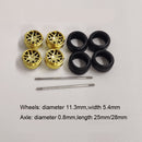 4PCS 1/64 Scale Alloy Car Model 5.2mm/11mm Size Rubber Tires + Wheels + Axles for Modified 1:64 Matchbox/Domeka/HW Model Cars