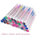 50pcs Reusable Eyelash Brush Tube Disposable Eyelash Wands Eyebrow Brush Replaceable Dust-proof Sparkling Broken Diamond Bottom