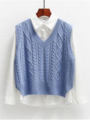Vest Women Solid Short Loose Trendy Korean Style Sleeveless Knitted V-Neck All-match Female Coats Simple Leisure Outwear ZY5117