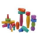 Wooden Rainbow Stones Building Blocks Colorful Wood Toy Block Stacker Balancing Games Montessori Educational Toys for Children
