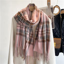 Luxury Plaid Scarf Winter Warm Cashmere Women Long Pashmina Foulard Female Scarves Lady Tassel Shawl Wraps 2022 Design New