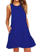 Women Black Blue Summer Dress 2022 Polyester Short Sleeve O-Neck Tops Casual Loose Dress Female Street White Dress Vestidos