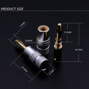 20pcs/10pairs Nakamichi BANANA PLUGS 24K Gold-plated 4MM Banana Connector with Screw Lock For Audio Jack Speaker Plugs Black&Red