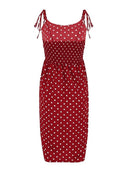 Dresses 2022 Sundress Summer Women Causal Polka Dot Sleeveless High Pleated elastic waist V-Neck Beach Dress Vestidos De Verano