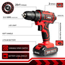 WOSAI New 20V Cordless Drill Electric Screwdriver Mini Wireless Power Driver DC Lithium-Ion Battery 3/8-Inch 2 Speed Power Tools