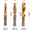 1/6Pcs Tap Drill Bit Set Hex Shank Titanium Plated HSS Screw Thread Bit Screw Machine Compound Tap M3 M4 M5 M6 M8 M10 Hand Tools