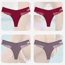 4PCS/Set Sexy Women Cotton Panties Lace Thong Underwear for Female Intimates Lingerie T-Back Floral Hollow Out Plus Size Panties