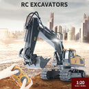 RC Excavator/Bulldozer 1/20 2.4GHz 11CH RC Construction Truck Engineering Vehicles Educational Toys for Kids with Light Music