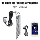 Automotive Interior Decorative Lights LED Car Foot Light 24/36/48/72 LED Atmosphere Lamp Ambient Lamp Remote/Voice Control