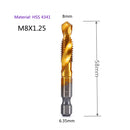 1-6pc M3 M4 M5 M6 M8 M10 Tap Drill Bits 1/4 Hex Shank Machine Hand Taps Titanium Coated HSS Drilling Tap Bits Thread Screw Tools