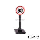 Marumine Traffic Road Sign Light Lamp Block Brick City Street View Accessories Signpost Barrier Speed Limit Indicator Warning