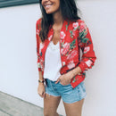 Women Floral Printed Jackets Spring Autumn Long Sleeve Zipper Bomber Outwear Casual Pocket Slim Streetwear Female Plus Size Coat