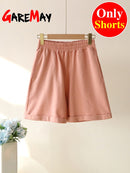 Green Suit Shorts with T-shirt for Women and Top Loose Oversize 100% Cotton Summer Two Piece Set Women Classic Tracksuit Casual