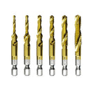 1-6pc M3 M4 M5 M6 M8 M10 Tap Drill Bits 1/4 Hex Shank Machine Hand Taps Titanium Coated HSS Drilling Tap Bits Thread Screw Tools