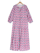 Boho Maxi Dress Women Floral Print Summer Holiday Beach Dress Female Short Puff Sleeve Loose Sundress Green Vestidos Mujer