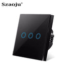 EU Touch Switch Sensor Switches No Neutral Wire Required LED Crystal Glass Panel Wall Lamp Light Switch 1/2/3 Gang AC100-240V
