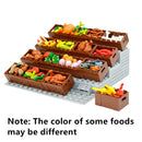 Food Building Blocks City Friend Accessories Bread Chips Roast Chicken Pizza Hot Dog Fish Fruit Carrot Basket Classic DIY Bricks