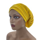 Candy Color Ladies Head Wraps Muslim Hijab Bonnets Fashion Headgear Trending Elastic Full Body Pleated Turban Cap for Women
