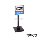 Marumine Traffic Road Sign Light Lamp Block Brick City Street View Accessories Signpost Barrier Speed Limit Indicator Warning