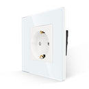 Bingoelec Power Socket,16A EU Standard Electrical Outlet 86mm*86mm White Crystal Glass Panel Wall Socket