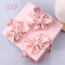 Lovely Pearl Bows Newborn Baby Girl Headband Socks Set Lace Flower Baby Hair Band Turban Baby Little Girl Hair Accessories