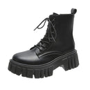 Rimocy 2022 New Women White Ankle Boots PU Leather Thick Sole Lace Up Combat Booties Female Autumn Winter Platform Shoes Woman