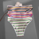 FINETOO 3Pcs/Set Colorful Stripes Panties Women&