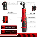WOSAI 45NM Cordless Electric Wrench 12V 3/8 Ratchet Wrench set Angle Drill Screwdriver to Removal Screw Nut Car Repair Tool