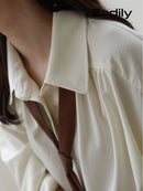 Zadily 2022 Summer Minimalist Long Sleeve Button Up Shirt Women Korean Style Solid Tie Oversize Shirts Blouse Loose Clothes Tops