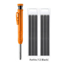 Solid Carpenter Pencil with Refill Leads and Built-in Sharpener for Deep Hole Mechanical Pencil Marker Marking Woodworking Tools