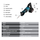 WOSAI 20V Brushless Electric Reciprocating Saw Adjustable Three Orientations Modes Cutting Saw Portable Cordless Power Tools
