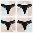 4PCS/Set Sexy Women Cotton Panties Lace Thong Underwear for Female Intimates Lingerie T-Back Floral Hollow Out Plus Size Panties