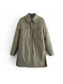 Icclek Women's Shirts Jackets Thin Parka Oversize Shirt Coats Femme Armygreen Outerwear Coats Bf Long Sleeve Khaki Coat 2022 New