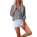 Sexy Fashion Fall Winter Lapel Solid Color Shirts Casual Long Sleeves Loose Cardigan Buttons Long Blouses Elegant Office Shirts